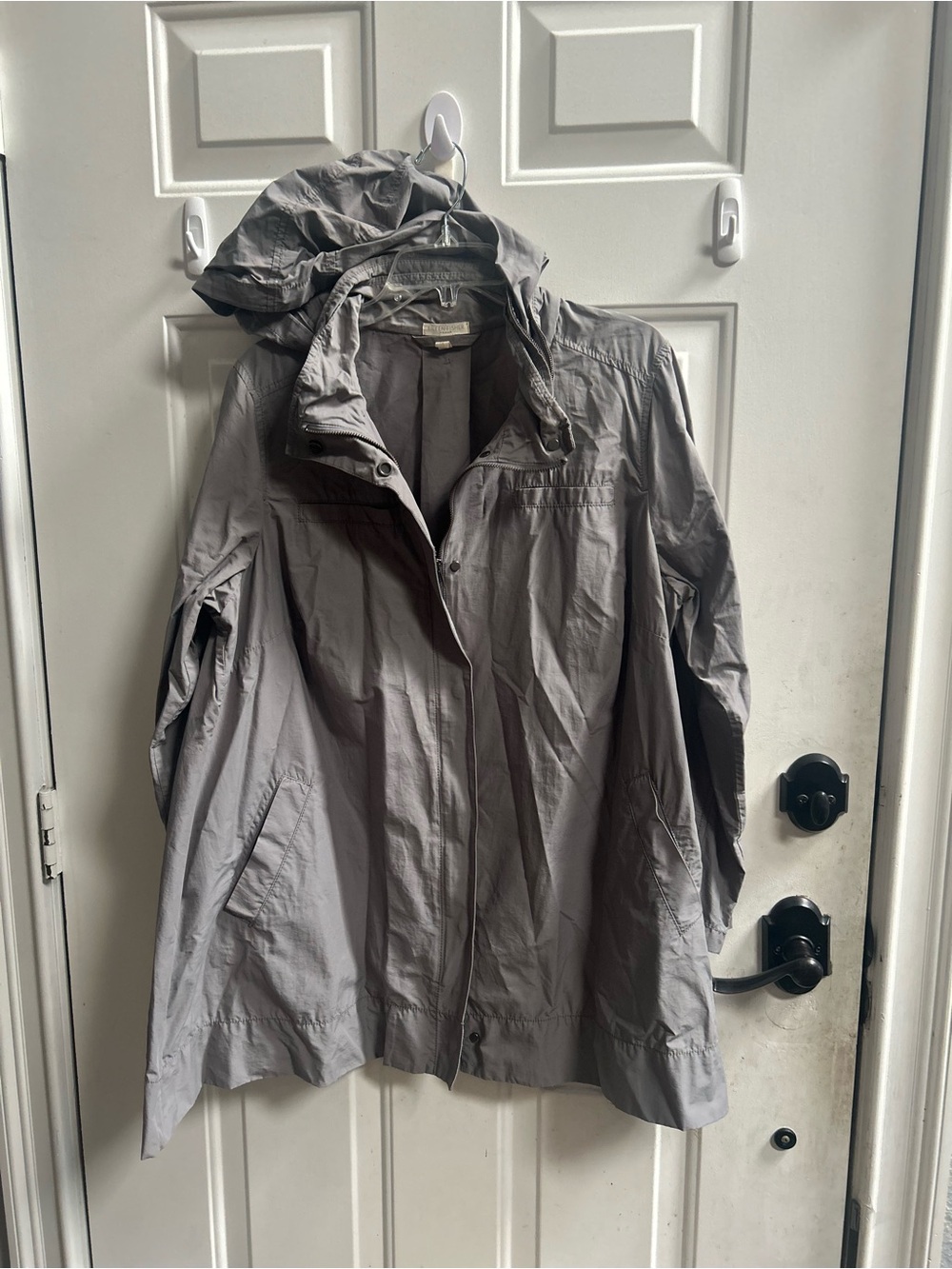 Eileen Fisher  Rumpled Hooded Gray Women's Hooded Weather Resistant Jacket Sz 1X